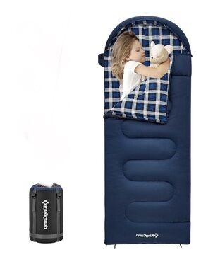 New KingCamp 45F Kids Sleeping Bag, Lightweight Waterproof & Compact Flannel